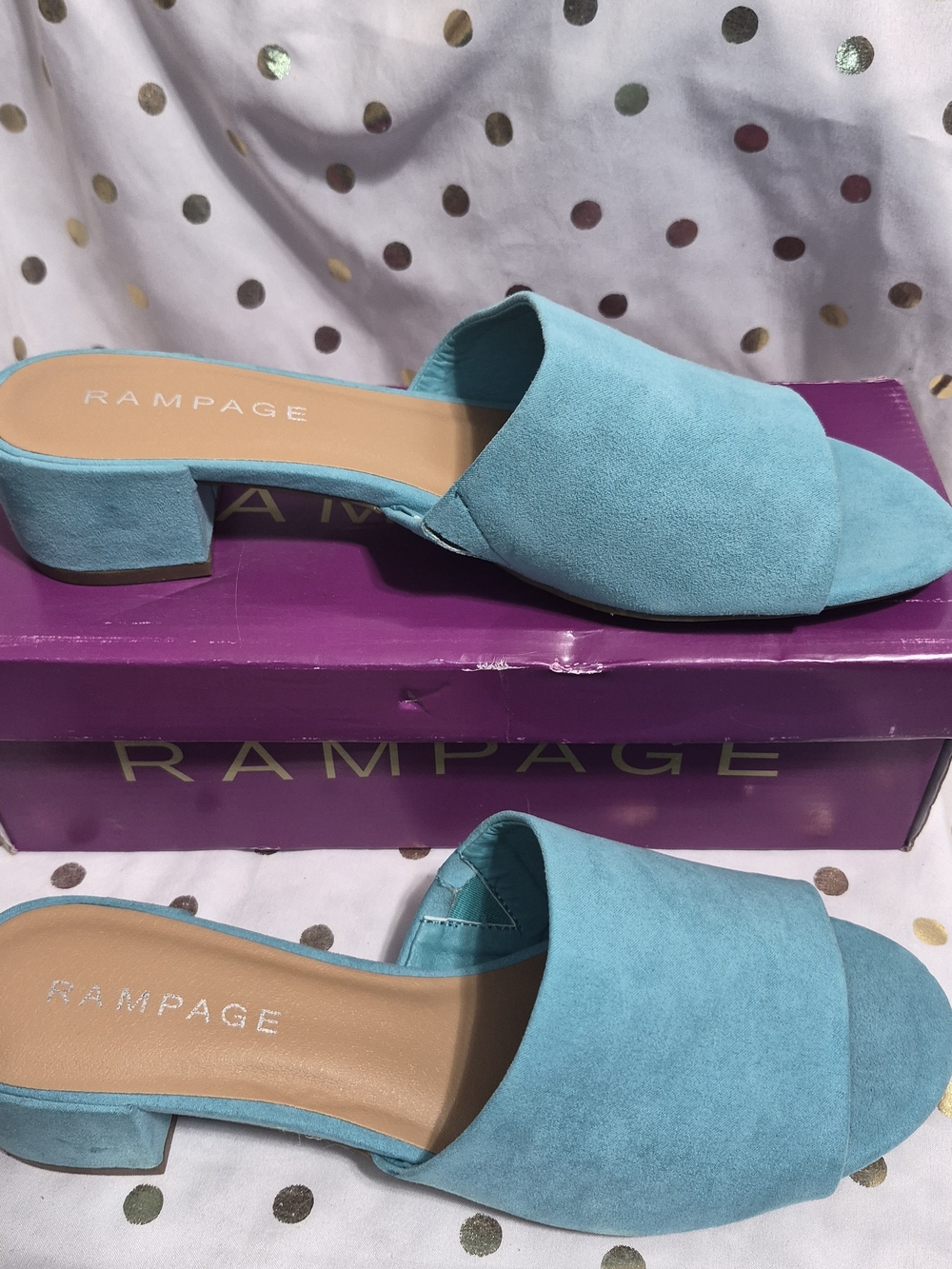 Rampage Women's Turquoise Slide Sandal - Low Block Heel